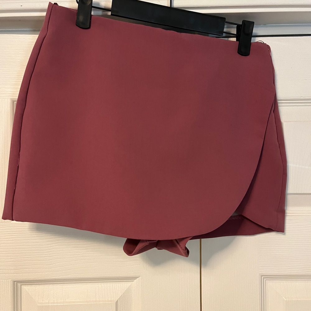 Zara Red Mini Wrap Skirt for Night Out